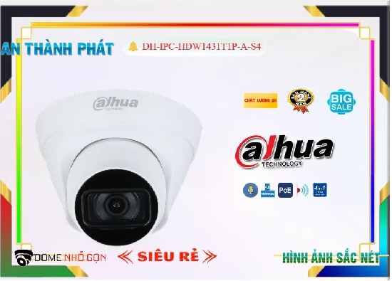 Lắp đặt camera tân phú Camera  Dahua Thiết kế Đẹp DH-IPC-HDW1431T1P-A-S4 ✽ 