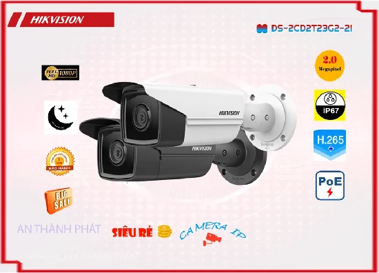 Lắp đặt camera tân phú DS-2CD2T23G2-2I Camera Thiết kế Đẹp  Hikvision