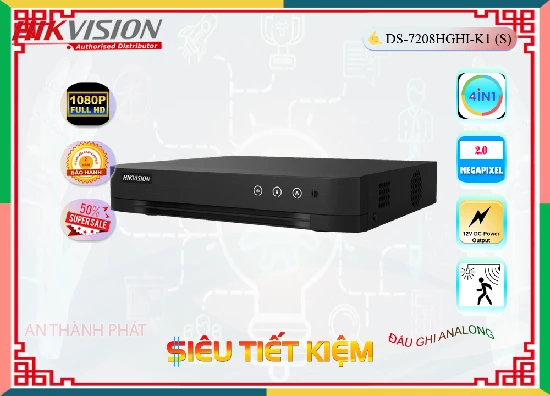 Lắp đặt camera tân phú Đầu Ghi Camera DS-7208HGHI-K1(S)  Hikvision Giá rẻ