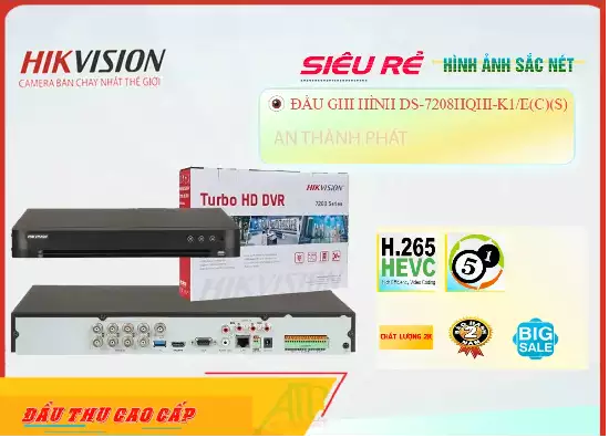 Lắp đặt camera tân phú DS-7208HQHI-K1/E(C)(S) Đầu ghi Camera  Hikvision Tiết Kiệm