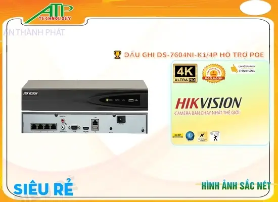 Lắp đặt camera tân phú Đầu Thu Hikvision DS-7604NI-K1/4P