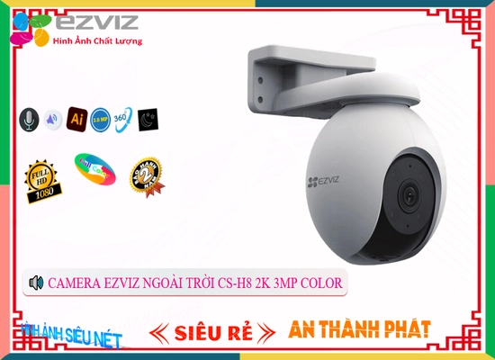 Lắp đặt camera tân phú CS-H8 2K 3MP Color Camera Wifi Không Dây Wifi Ezviz Đang giảm giá