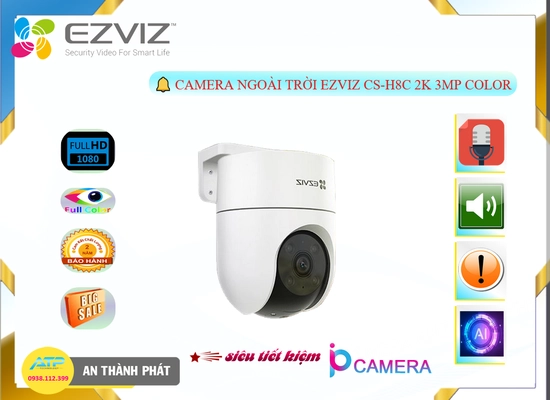 Lắp đặt camera tân phú CS-H8C 2K 3MP Color Camera Wifi Ezviz