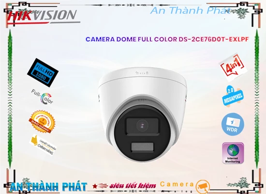 Lắp đặt camera tân phú Camera An Ninh  Hikvision DS-2CE76D0T-EXLPF Thiết kế Đẹp