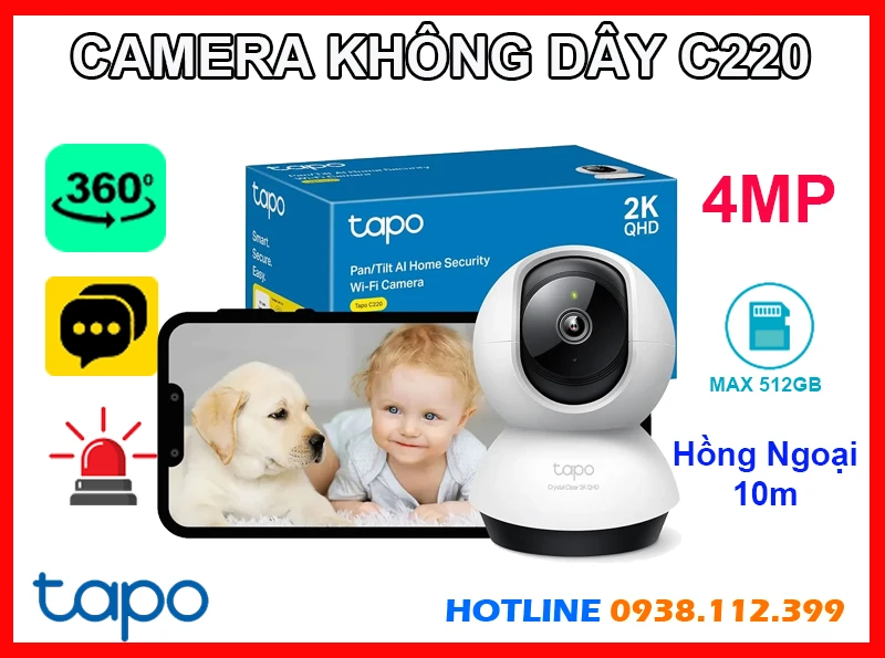 Lắp đặt camera Camera Quay Xoay Tapo C220 Không Dây (4MP)
