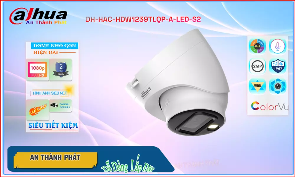 Camera Dome Dahua DH-HAC-HDW1239TLQP-A-LED-S2,thông số DH-HAC-HDW1239TLQP-A-LED-S2,DH HAC HDW1239TLQP A LED S2,Chất