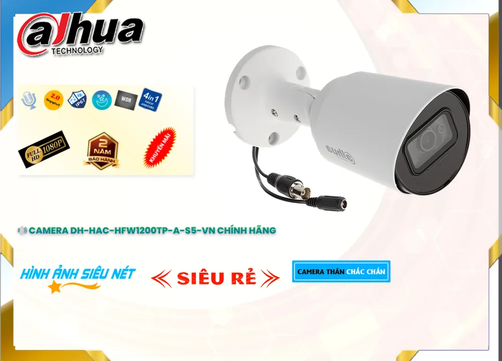 Camera Dahua DH-HAC-HFW1200TP-A-S5-VN,DH-HAC-HFW1200TP-A-S5-VN Giá rẻ,DH-HAC-HFW1200TP-A-S5-VN Giá Thấp Nhất,Chất Lượng