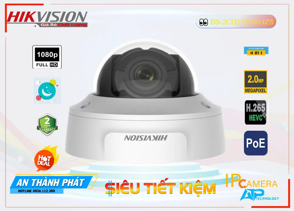 Camera Hikvision DS-2CD2721G0-IZS,DS-2CD2721G0-IZS Giá rẻ,DS-2CD2721G0-IZS Giá Thấp Nhất,Chất Lượng