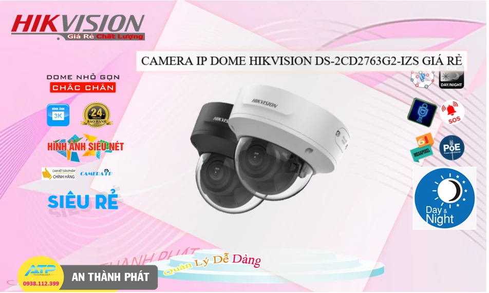Camera An Ninh  Hikvision DS-2CD2763G2-IZS Giá rẻ