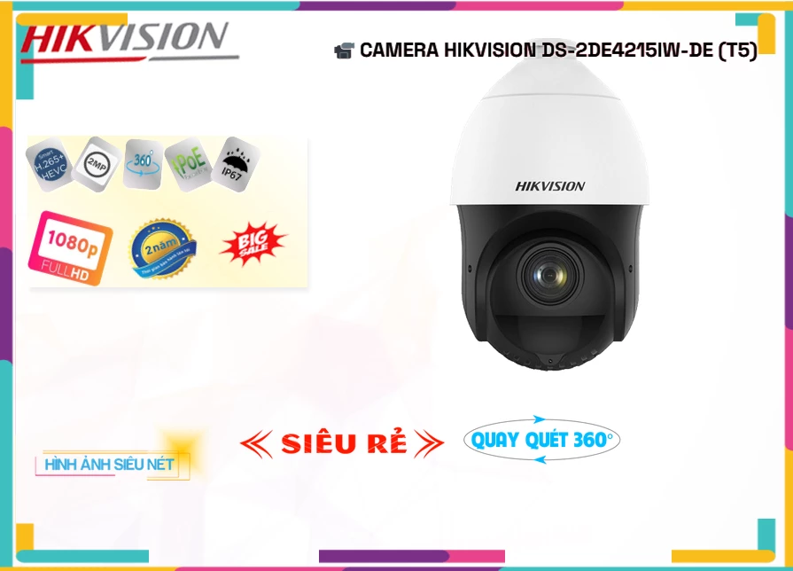 Camera Hikvision DS-2DE4215IW-DE(T5),DS-2DE4215IW-DE(T5) Giá Khuyến Mãi,DS-2DE4215IW-DE(T5) Giá rẻ,DS-2DE4215IW-DE(T5)