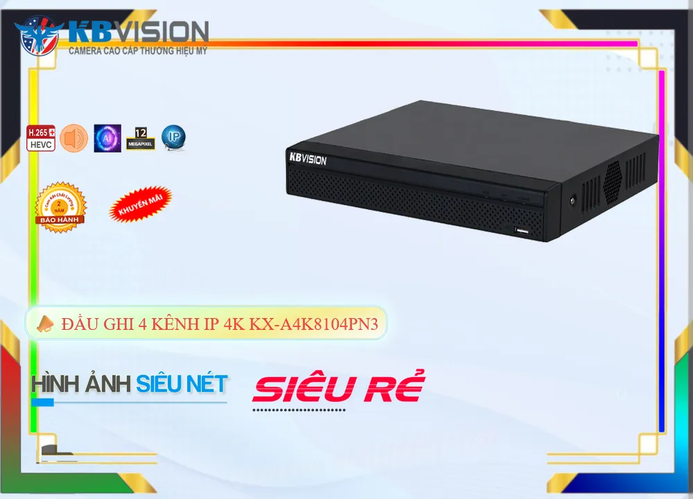 Đầu Thu KTS KBvision KX-A4K8104PN3 Giá rẻ Đầu Thu KTS KBvision KX-A4K8104PN3 Giá rẻ